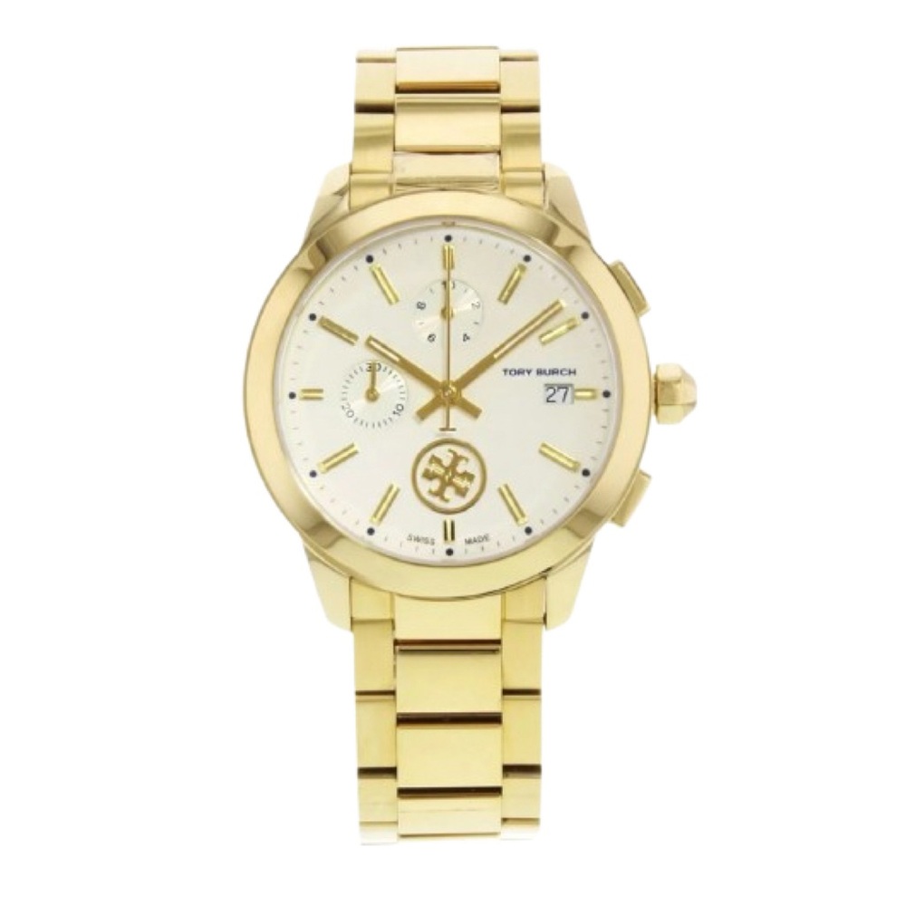 Tory Burch ♡ Collins Chronograph Gold Tone Stainless Steel Watch